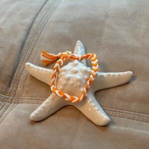 Vibrant Orange and White Braided Bracelet